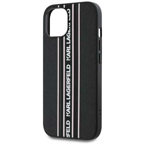 Karl Lagerfeld - Saffiano Athleisure Stripes Cord (KLHCP15SPAMSCNSP) - iPhone 15 - Pink