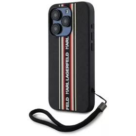   Karl Lagerfeld - Saffiano Athleisure Stripes Cord (KLHCP15LPAMSCNSR) - iPhone 15 Pro - Red