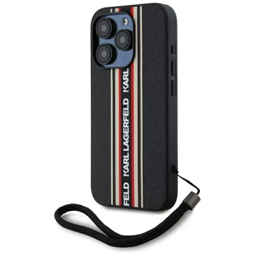 Karl Lagerfeld - Saffiano Athleisure Stripes Cord (KLHCP15LPAMSCNSR) - iPhone 15 Pro - Red