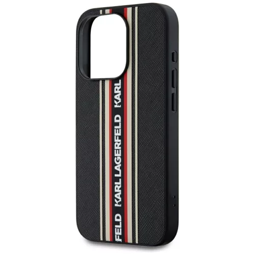 Karl Lagerfeld - Saffiano Athleisure Stripes Cord (KLHCP15LPAMSCNSR) - iPhone 15 Pro - Red