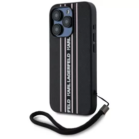   Karl Lagerfeld - Saffiano Athleisure Stripes Cord (KLHCP15LPAMSCNSP) - iPhone 15 Pro - Pink