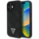 Guess - Bazsarózsás Szemcsézett Hőpecsétes Háromszög MagSafe (GUHMP16SPGBTMK) - iPhone 16 - Fekete