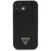 Guess - Bazsarózsás Szemcsézett Hőpecsétes Háromszög MagSafe (GUHMP16SPGBTMK) - iPhone 16 - Fekete