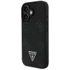 Guess - Bazsarózsás Szemcsézett Hőpecsétes Háromszög MagSafe (GUHMP16SPGBTMK) - iPhone 16 - Fekete