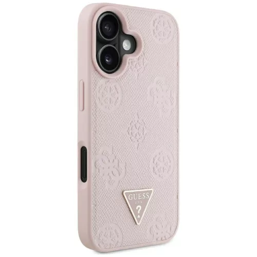Guess - Bazsarózsás Szemcsézett Hőpecsétes Háromszög MagSafe (GUHMP16SPGBTMP) - iPhone 16 - Rózsaszín