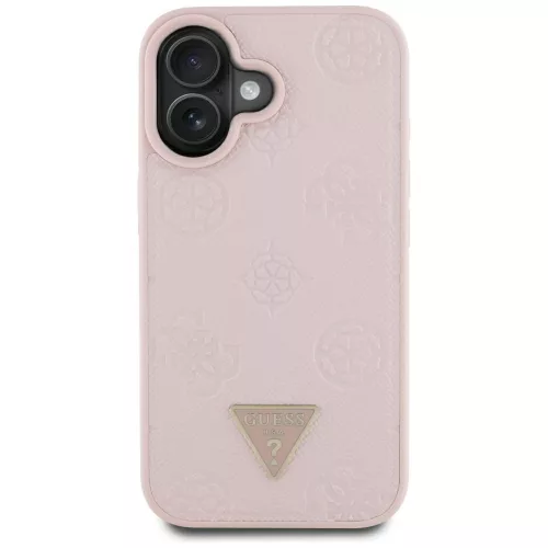 Guess - Bazsarózsás Szemcsézett Hőpecsétes Háromszög MagSafe (GUHMP16SPGBTMP) - iPhone 16 - Rózsaszín