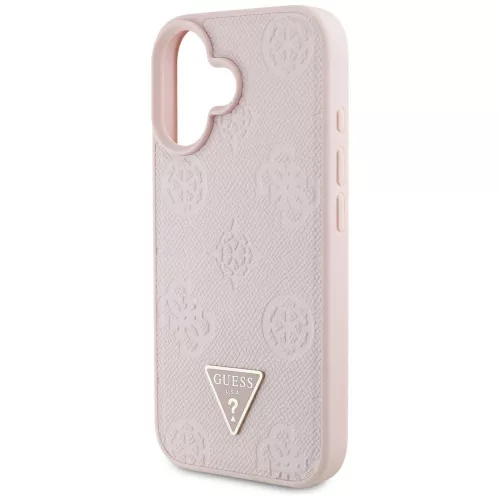 Guess - Bazsarózsás Szemcsézett Hőpecsétes Háromszög MagSafe (GUHMP16SPGBTMP) - iPhone 16 - Rózsaszín