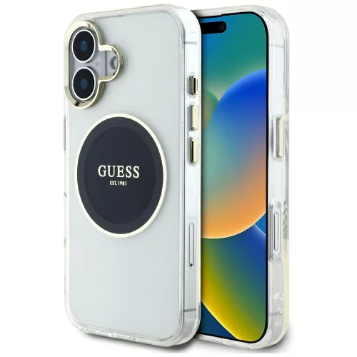 Guess - IML Fém Színes Kör MagSafe (GUHMP16SHTDRCEDK) - iPhone 16 - Fekete