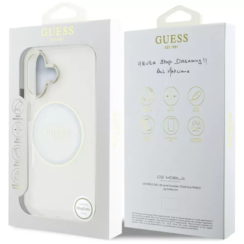 Guess - IML Fém Színes Kör MagSafe (GUHMP16SHTDRCEDH) - iPhone 16 - Fehér