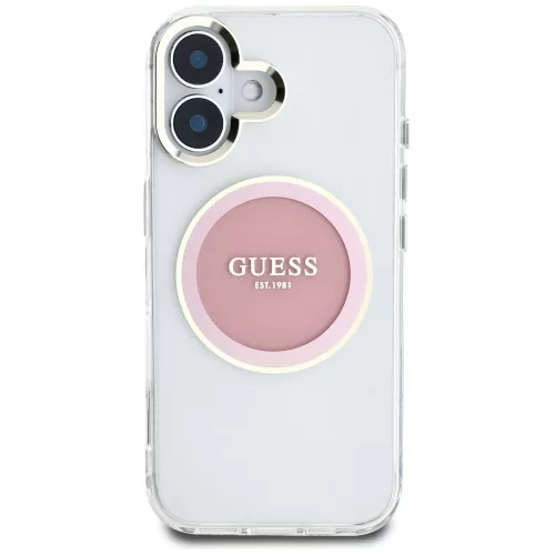 Guess - IML Fém Színes Kör MagSafe (GUHMP16SHTDRCEDP) - iPhone 16 - Rózsaszín