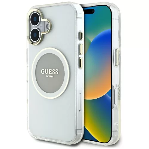 Guess - IML Fém Színes Kör MagSafe (GUHMP16SHTDRCEDG) - iPhone 16 - Szürke