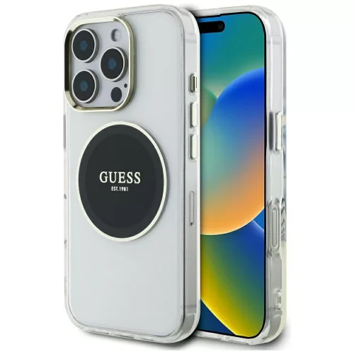 Guess - IML Fém Színes Kör MagSafe (GUHMP16LHTDRCEDK) - iPhone 16 Pro - Fekete