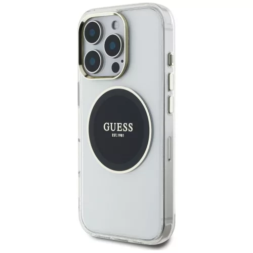 Guess - IML Fém Színes Kör MagSafe (GUHMP16LHTDRCEDK) - iPhone 16 Pro - Fekete