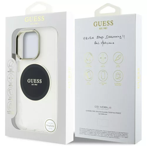 Guess - IML Fém Színes Kör MagSafe (GUHMP16LHTDRCEDK) - iPhone 16 Pro - Fekete
