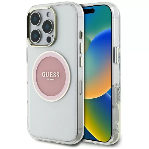 Guess - IML Fém Színes Kör MagSafe (GUHMP16LHTDRCEDP) - iPhone 16 Pro - Rózsaszín