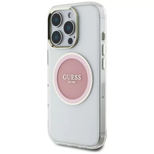 Guess - IML Fém Színes Kör MagSafe (GUHMP16LHTDRCEDP) - iPhone 16 Pro - Rózsaszín