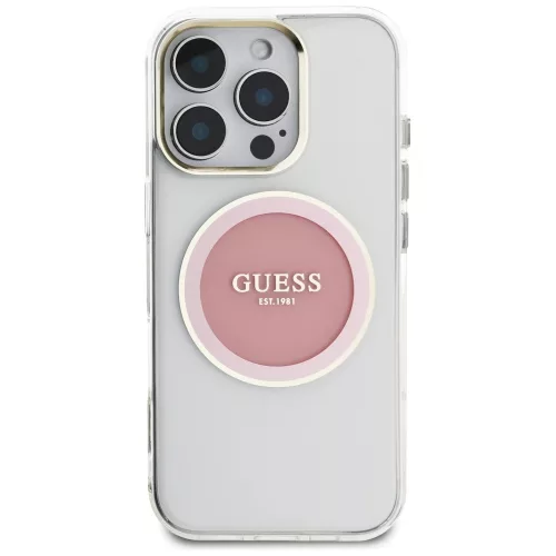 Guess - IML Fém Színes Kör MagSafe (GUHMP16LHTDRCEDP) - iPhone 16 Pro - Rózsaszín