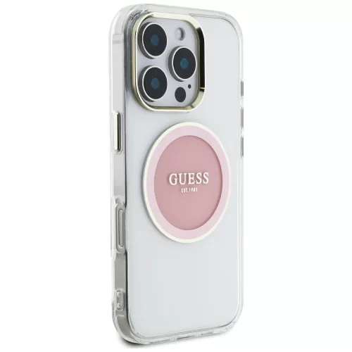 Guess - IML Fém Színes Kör MagSafe (GUHMP16LHTDRCEDP) - iPhone 16 Pro - Rózsaszín
