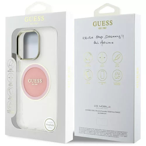 Guess - IML Fém Színes Kör MagSafe (GUHMP16LHTDRCEDP) - iPhone 16 Pro - Rózsaszín