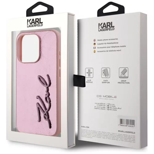Karl Lagerfeld - Hardcase Leather (KLHCP15LPFMFBKMP) - iPhone 15 Pro - Pink Metal Signature
