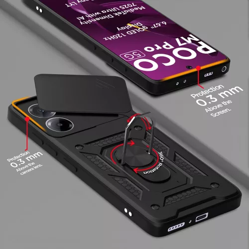 Techsuit - CamShield ütésálló tok - Xiaomi Poco M7 Pro 5G - Fekete