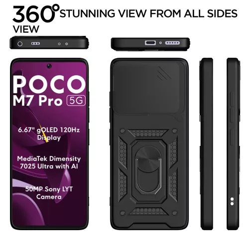 Techsuit - CamShield ütésálló tok - Xiaomi Poco M7 Pro 5G - Fekete