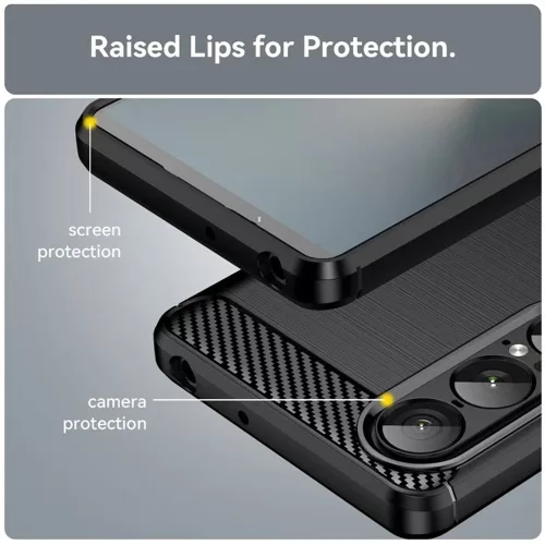 Techsuit - Carbon szilikon tok - Sony Xperia 1 VII - Fekete