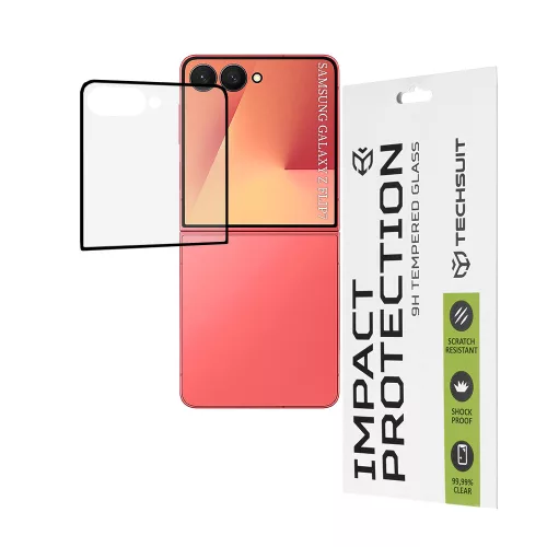 Techsuit - 111D Full Cover / Full Glue üvegfólia [Front Screen] - Samsung Galaxy Z Flip7 - Fekete széllel