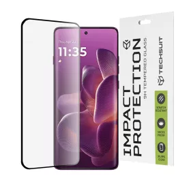   Techsuit - 111D Full Cover / Full Glue üvegfólia / 3D kerekített szélű kijelzőhöz - Motorola Edge 60 Pro - Fekete széllel