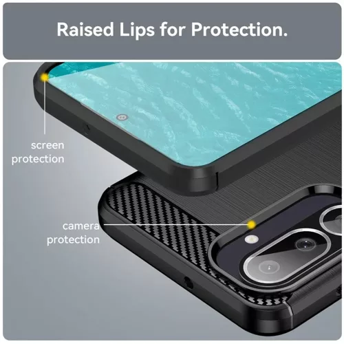 Techsuit - Carbon szilikon tok - Samsung Galaxy M56 - Fekete