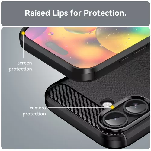 Techsuit - Carbon szilikon tok - iPhone 17 - Fekete