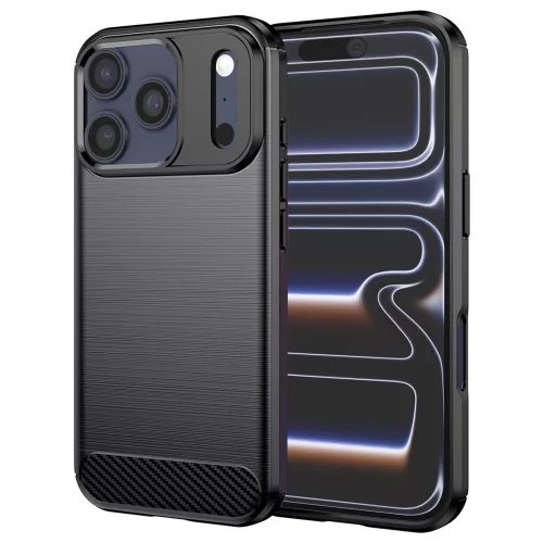 Techsuit - Carbon szilikon tok - iPhone 17 Pro - Fekete