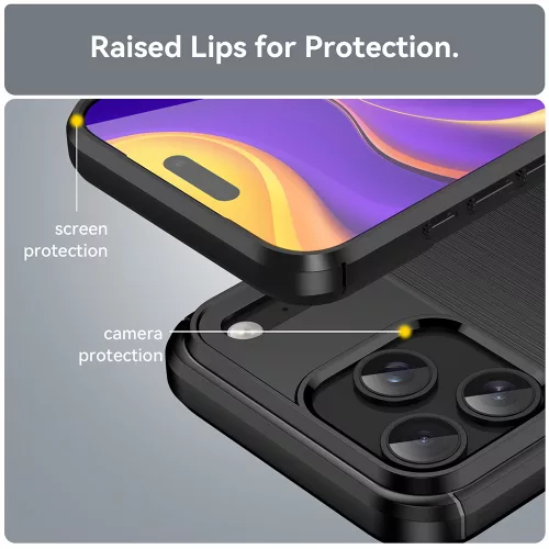 Techsuit - Carbon szilikon tok - iPhone 17 Pro - Fekete