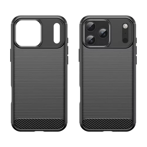 Techsuit - Carbon szilikon tok - iPhone 17 Pro Max - Fekete