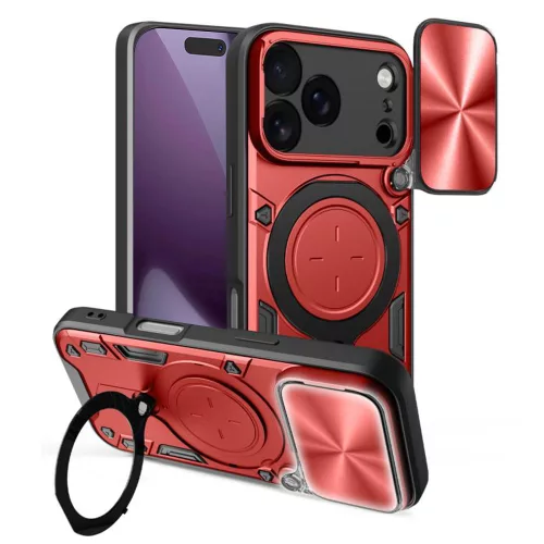 Techsuit - CamGuard Pro tok ütésálló tok - iPhone 17 Pro - Piros