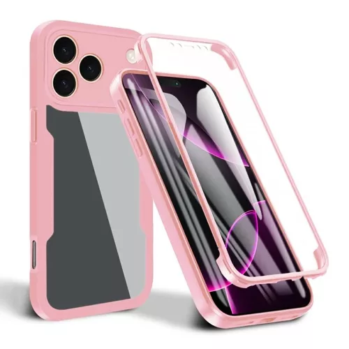 Techsuit - ColorVerse 360 tok kijelzővédővel - iPhone 17 Pro - Rózsaszín
