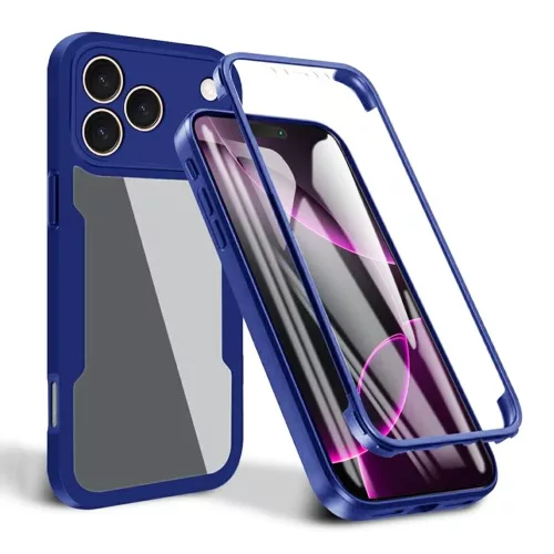 Techsuit - ColorVerse 360 tok kijelzővédővel - iPhone 17 Pro - Kék