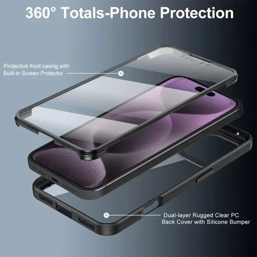 Techsuit - ColorVerse 360 tok kijelzővédővel - iPhone 17 Pro - Kék