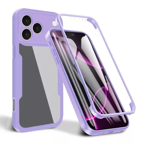 Techsuit - ColorVerse 360 tok kijelzővédővel - iPhone 17 Pro - Lila