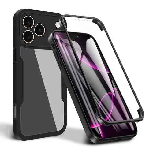 Techsuit - ColorVerse 360 tok kijelzővédővel - iPhone 17 Pro Max - Fekete