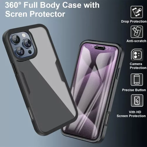 Techsuit - ColorVerse 360 tok kijelzővédővel - iPhone 17 Pro Max - Kék