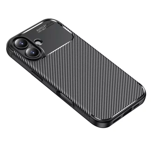 Techsuit - CarbonFiber szilikon tok - iPhone 17 - Fekete