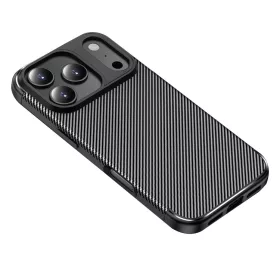 Techsuit - CarbonFiber szilikon tok - iPhone 17 Pro - Fekete