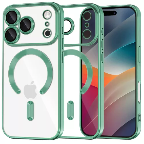 Techsuit - Luxury Crystal MagSafe tok - iPhone 17 Pro - Zöld átlátszó