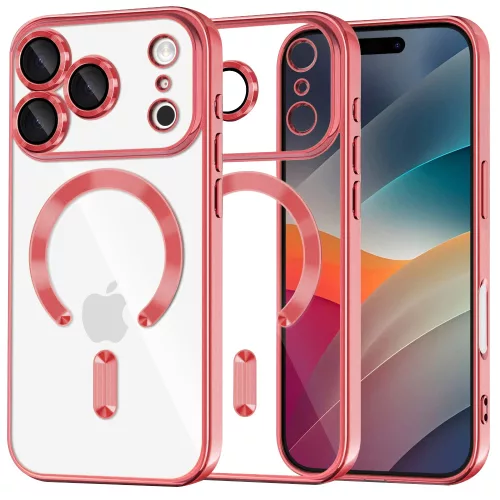 Techsuit - Luxury Crystal MagSafe tok - iPhone 17 Pro Max - Piros átlátszó