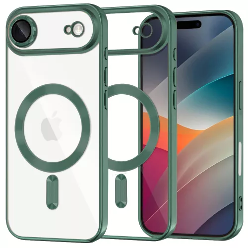Techsuit - Luxury Crystal MagSafe tok - iPhone 17 Air - Sötétzöld átlátszó