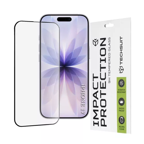 Techsuit - 111D Full Cover / Full Glue üvegfólia - iPhone 17 / iPhone 16 Pro - Fekete széllel
