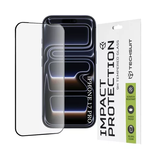 Techsuit - 111D Full Cover / Full Glue üvegfólia - iPhone 17 Pro - Fekete széllel