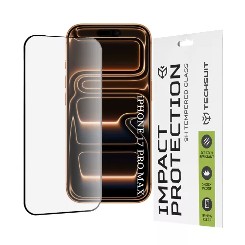 Techsuit - 111D Full Cover / Full Glue üvegfólia - iPhone 17 Pro Max - Fekete széllel