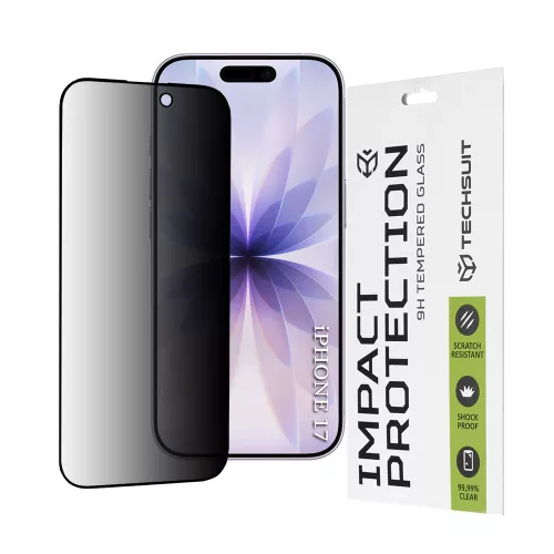 Techsuit - 111D Privacy betekintésgátló üvegfólia - iPhone 17 - Fekete